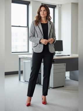 Cartonnier Anthropologie Gray Knit Piped Blazer Large
